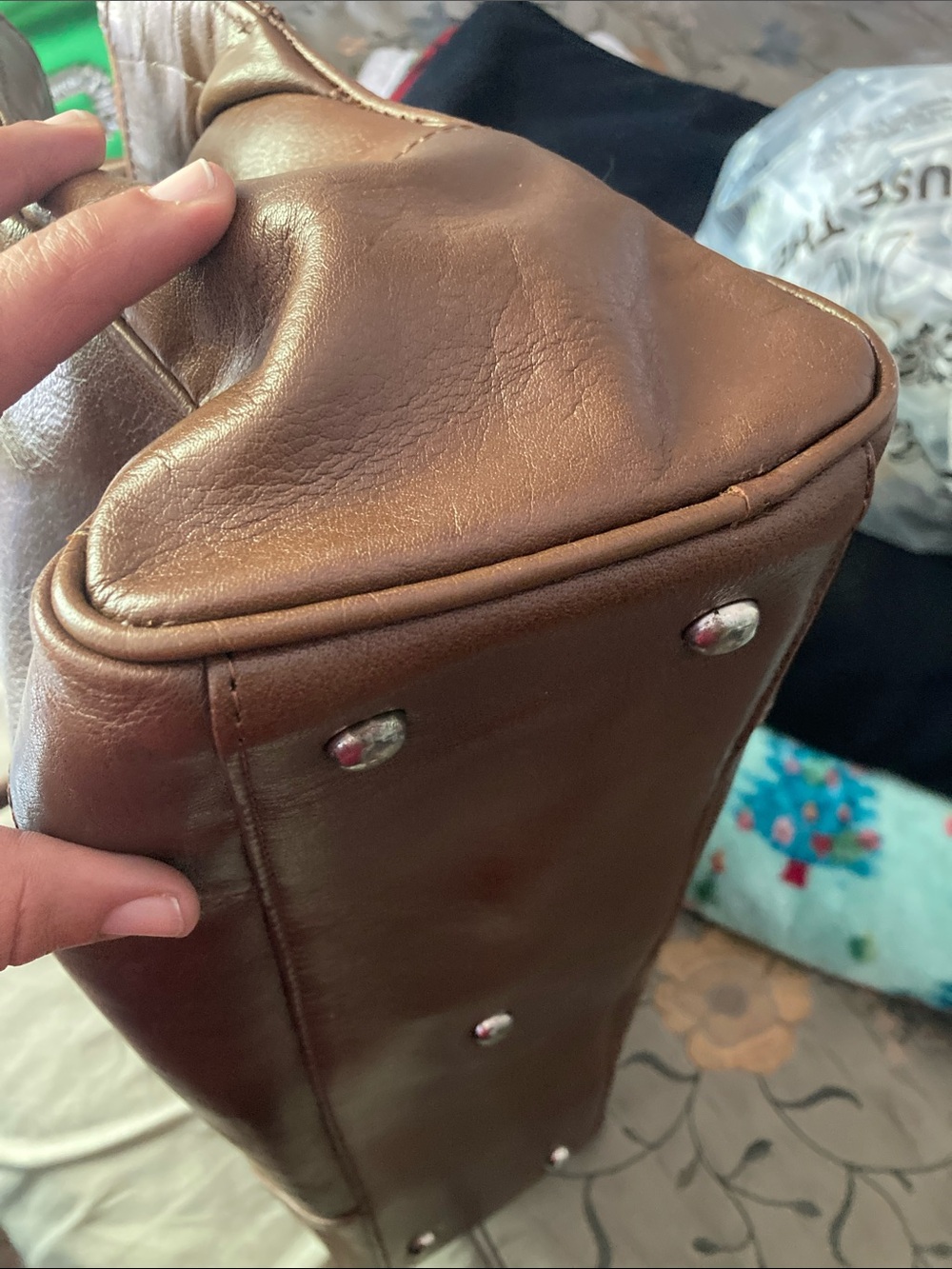 Brown Leather Satchel Handbag - Elegant Everyday Carry - Picture 12 of 15